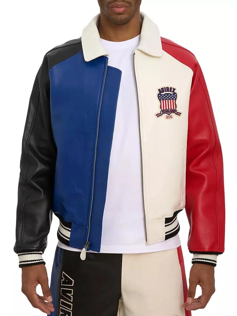 商品Avirex|Colorblocked Icon Leather Jacket,价格¥7858,第3张图片详细描述