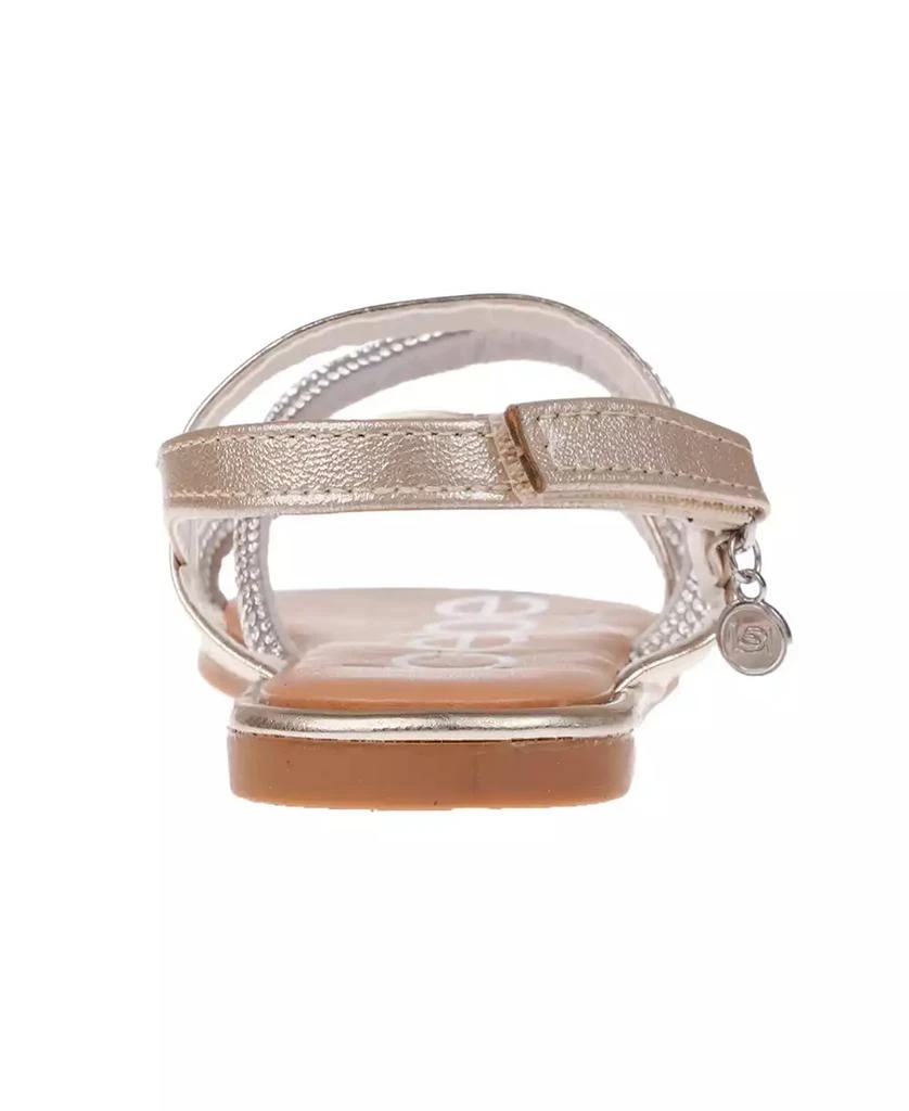 商品Bebe|Big Girl's Flat Sandal with Tubular Rhinestone Strapping and Hanging Charm Polyurethane Sandals,价格¥140,第5张图片详细描述