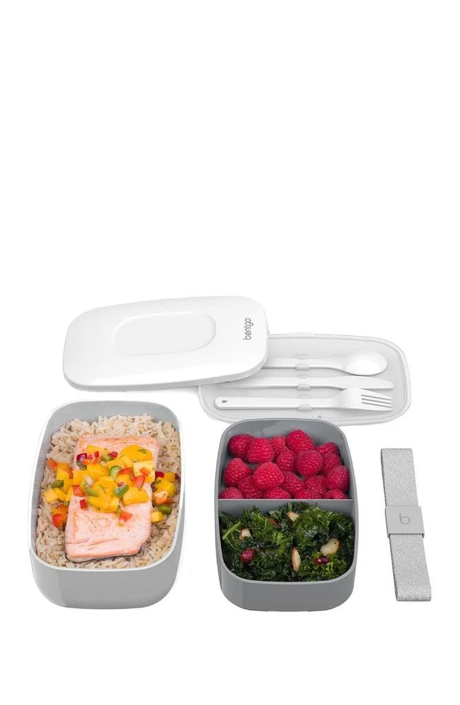 商品BENTGO|2-Pack of Classic All-in-One Stackable Lunch Box Solution - Gray,价格¥206,第3张图片详细描述