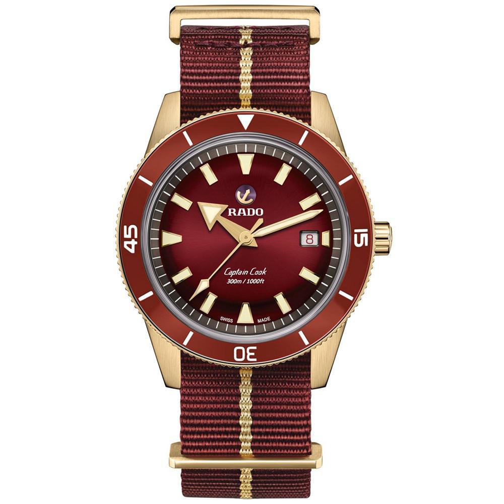 商品Rado|Men's Swiss Automatic Captain Cook Red NATO Strap Watch 42mm,价格¥19310,第1张图片