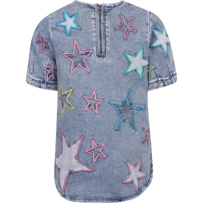 Star embroidered denim shirt in blue商品第2张图片规格展示