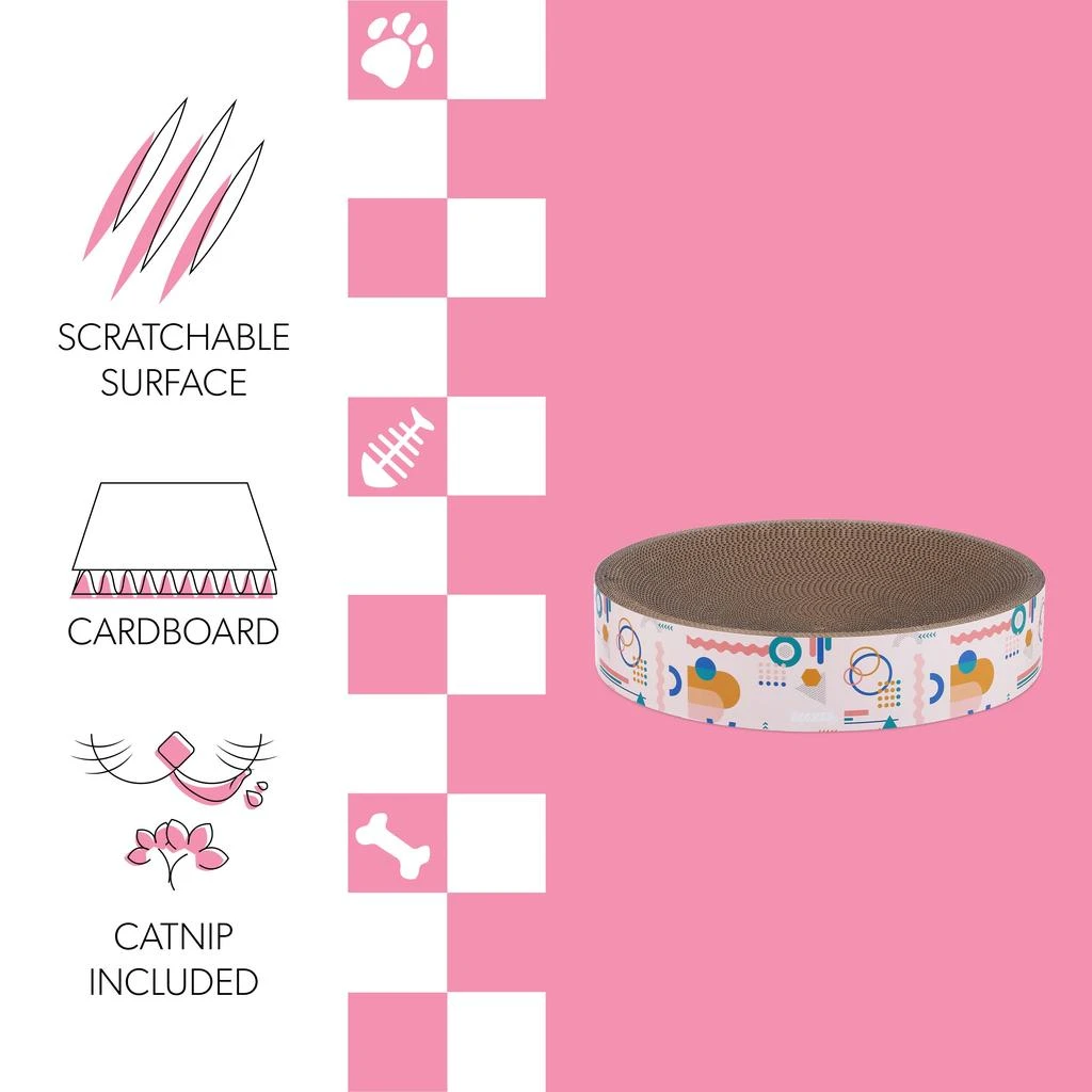 商品THE LICKER STORE|Nelson 20.13" Modern Cardboard Round Bowl Cat Scratcher with Catnip, Light Pink/Multi,价格¥417,第5张图片详细描述