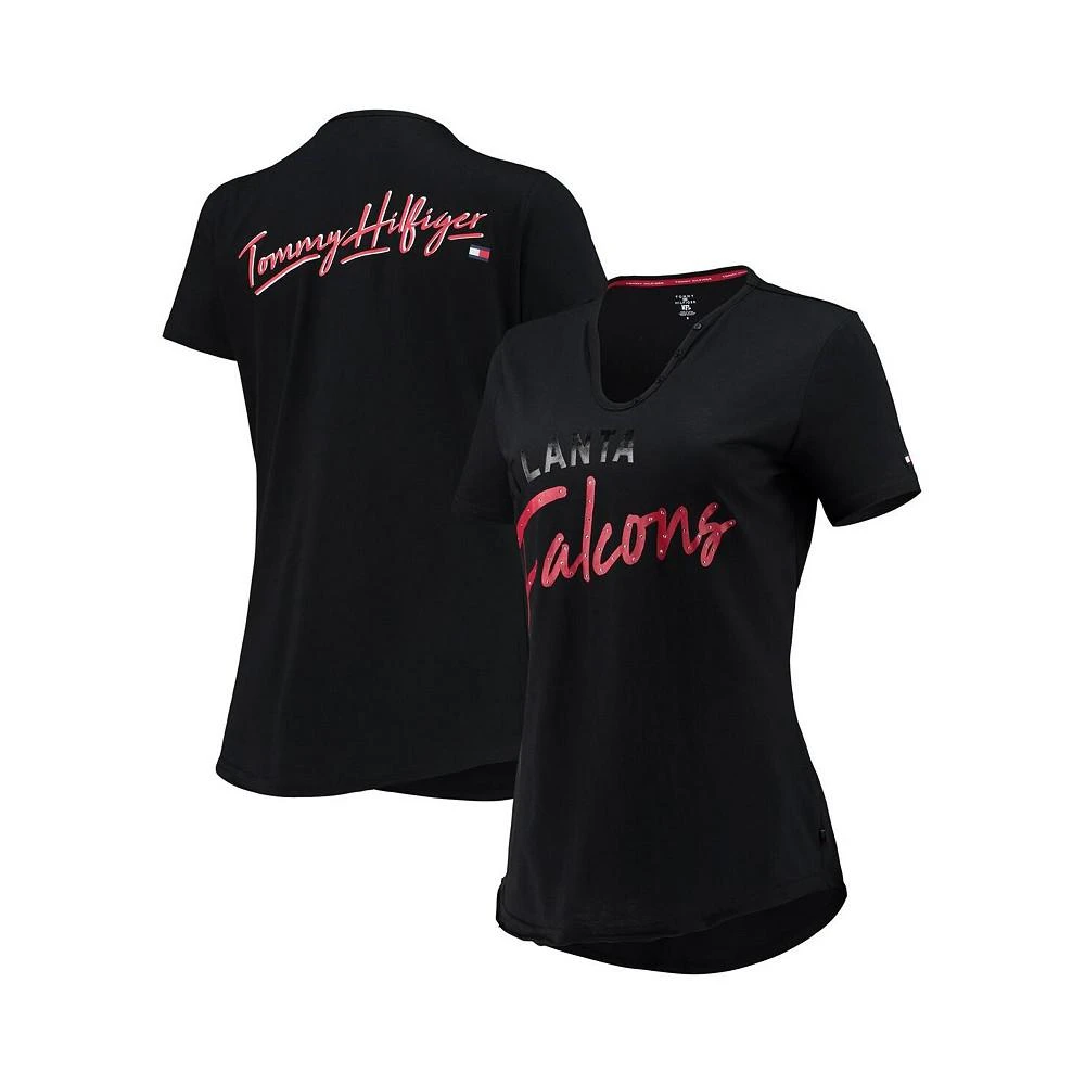 商品Tommy Hilfiger|Women's Black Atlanta Falcons Riley V-Neck T-shirt,价格¥267,第1张图片