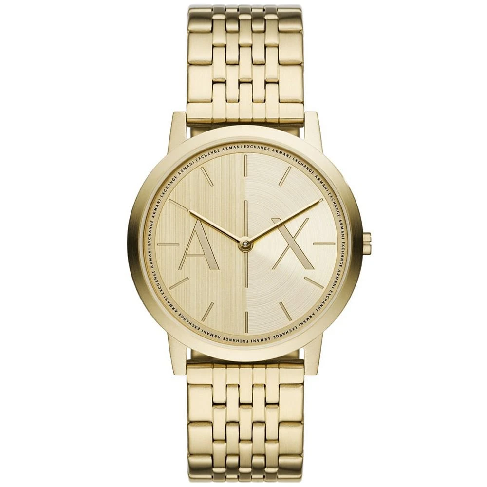 商品Armani Exchange|Men's Quartz Two Hand Gold-Tone Stainless Steel Watch 40mm,价格¥1029,第1张图片