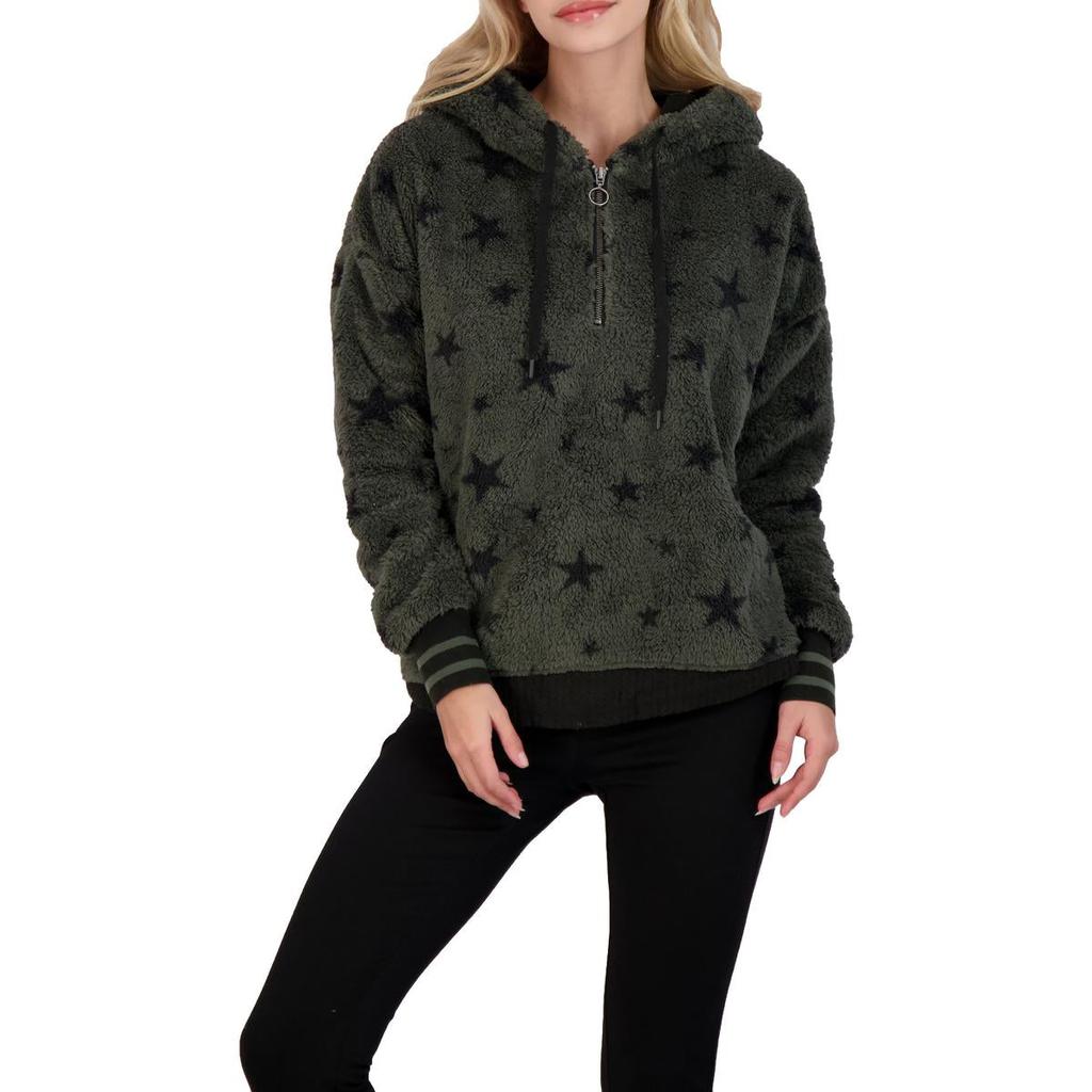 PJ Salvage Women's Plush Printed Faux Fur 1/4 Zip Pullover Hoodie商品第3张图片规格展示