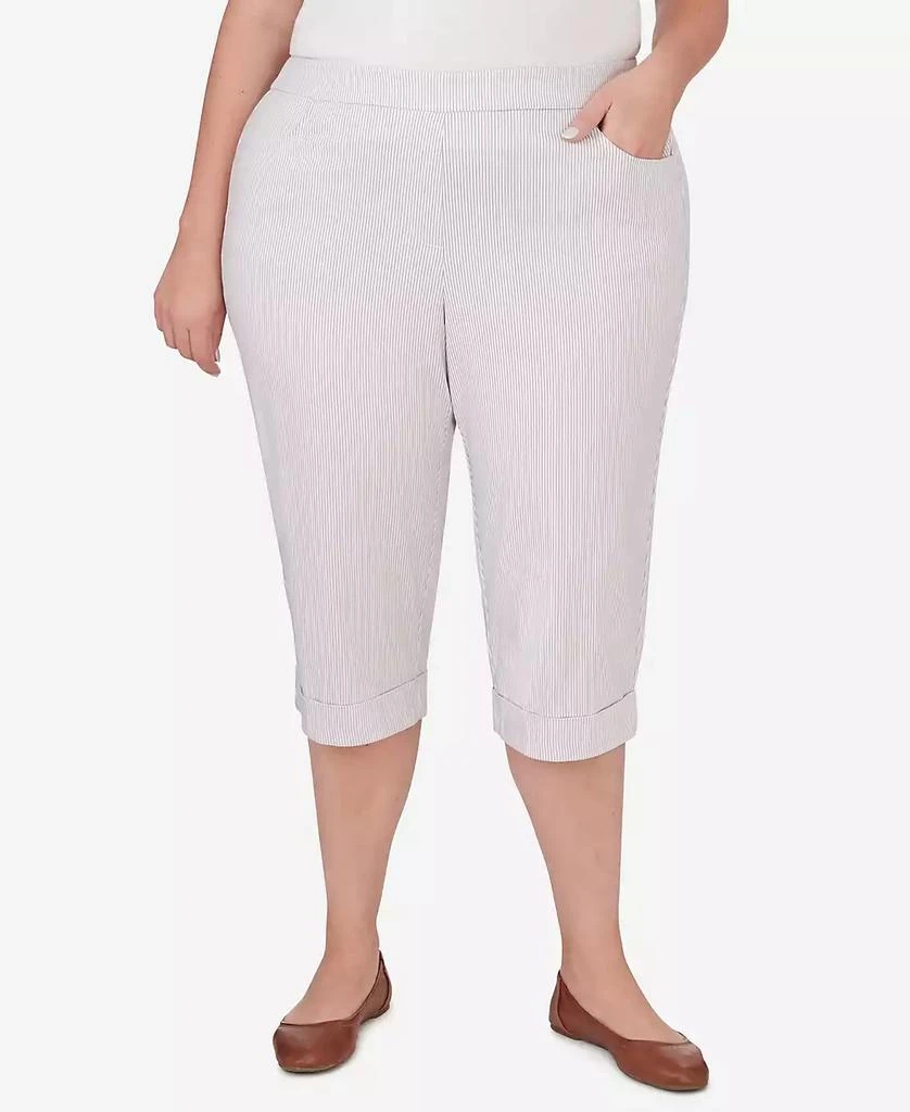 商品Alfred Dunner|Plus Size Garden Party Stripe Clamdigger Capri Pants with Cuffed Hem,价格¥328,第1张图片