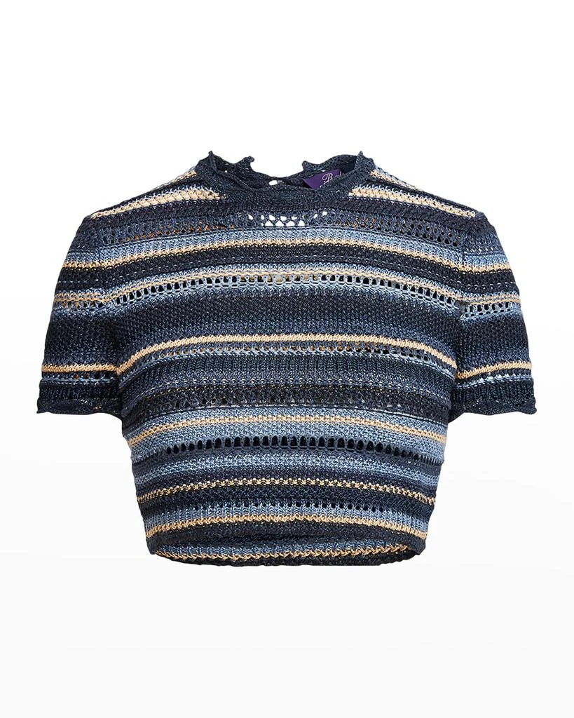 商品Ralph Lauren|Striped Crochet-Knit Crop Sweater,价格¥1886,第2张图片详细描述