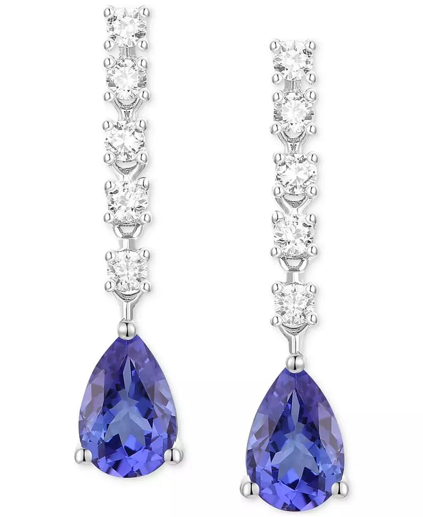 商品Macy's|Tanzanite (3/4 ct. t.w.) & Diamond (1/5 ct. t.w.) Chain Pear Drop Earrings in 14k White Gold,价格¥3592,第3张图片详细描述