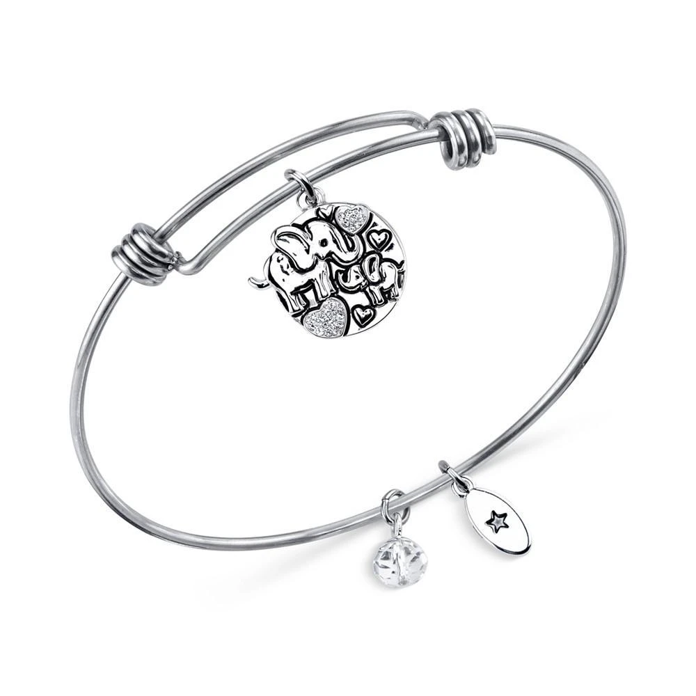 商品Unwritten|Elephant Lucky Disc Bangle Bracelet in Stainless Steel and Silver-Plate,价格¥105,第1张图片