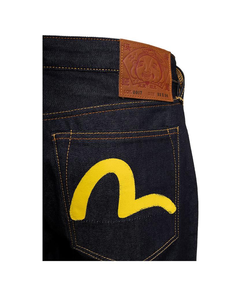 商品Evisu|Evisu Man's Blue Jeans With Yellow Seagull  Back Print,价格¥1537,第5张图片详细描述