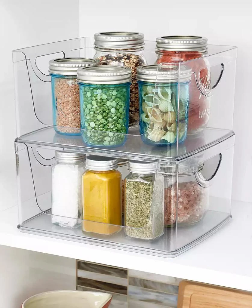 商品iDesign|Plastic Cabinet and Pantry Storage Bin with Integrated Handles-10 x 8 x 3, Clear Bin,价格¥165,第2张图片详细描述