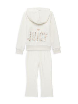 商品Juicy Couture|Little Girl's 2-Piece Velour Zip Up Hoodie & Pants Set,价格¥239,第4张图片详细描述