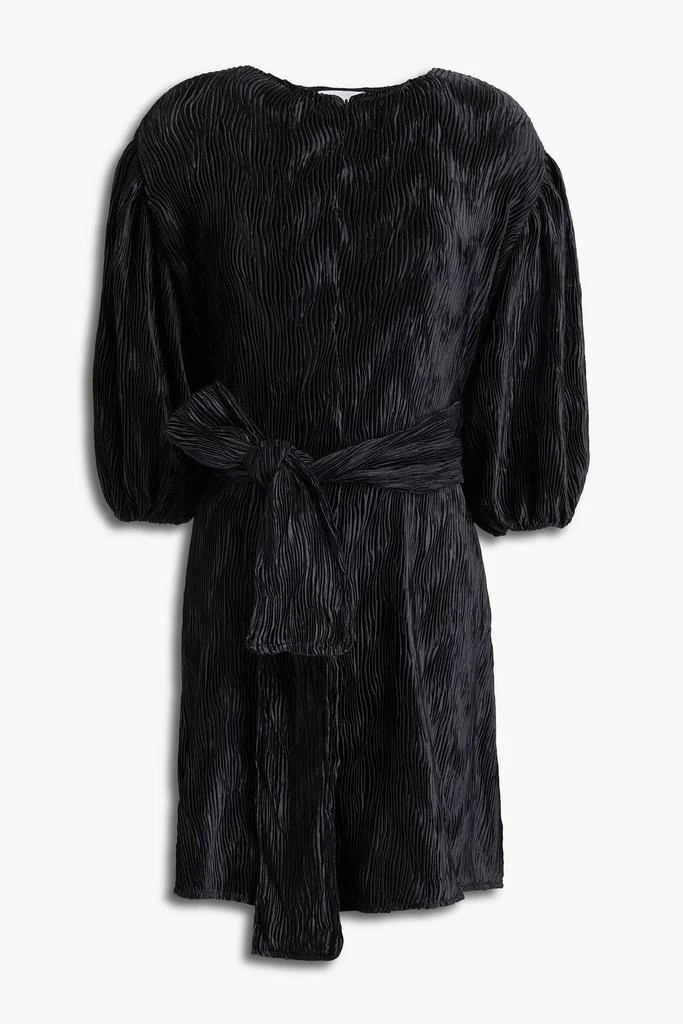 商品Ganni|Belted plissé-satin mini dress,价格¥738,第1张图片
