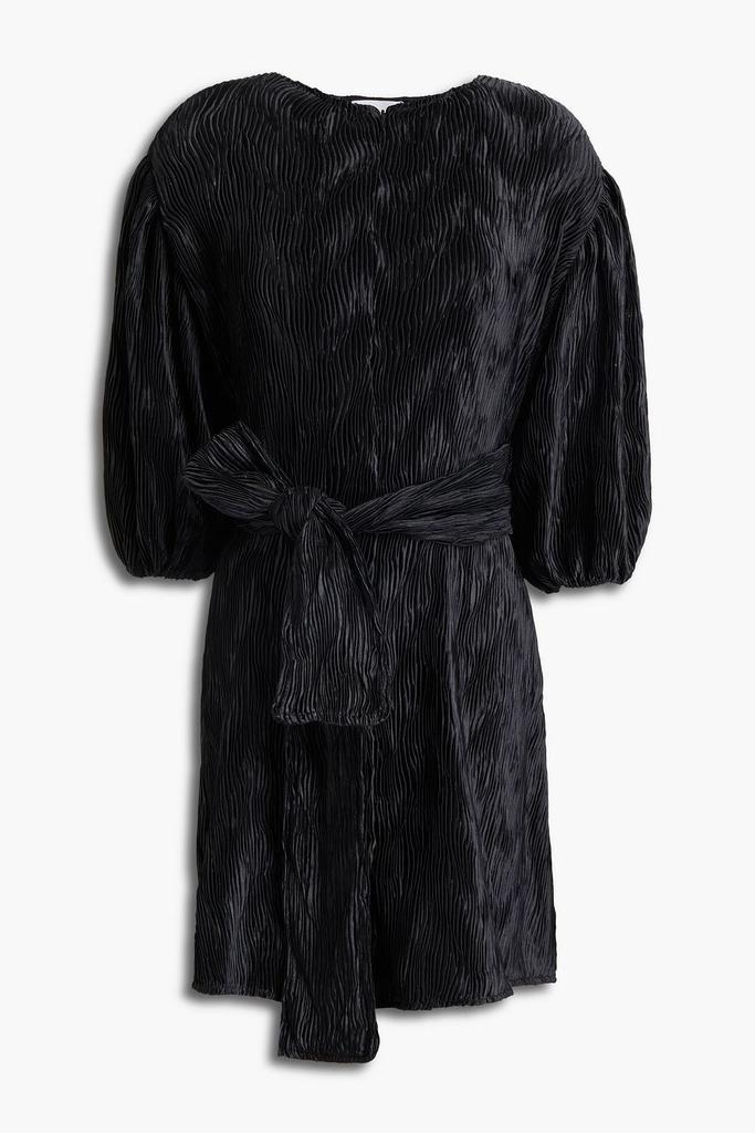 商品Ganni|Belted plissé-satin mini dress,价格¥726,第1张图片