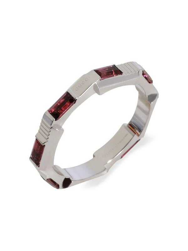 商品[二手商品] Gucci|Gucci Link To Love Rubelite Band In 18K White Gold,价格¥15906,第2张图片详细描述