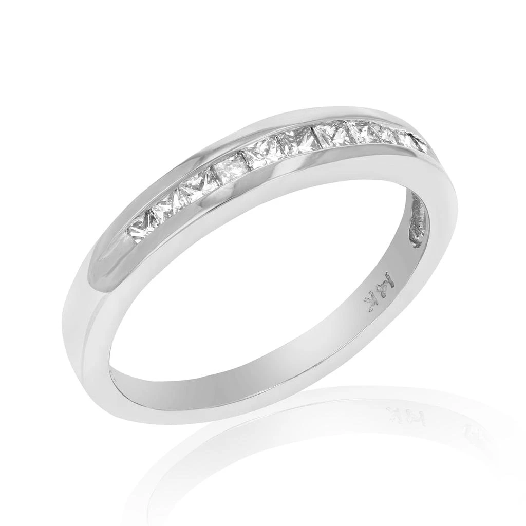 商品Vir Jewels|1/4 cttw Diamond Wedding Band for Women, Princess Cut Diamond Wedding Band in 14K White Gold Channel Set,价格¥2779,第1张图片