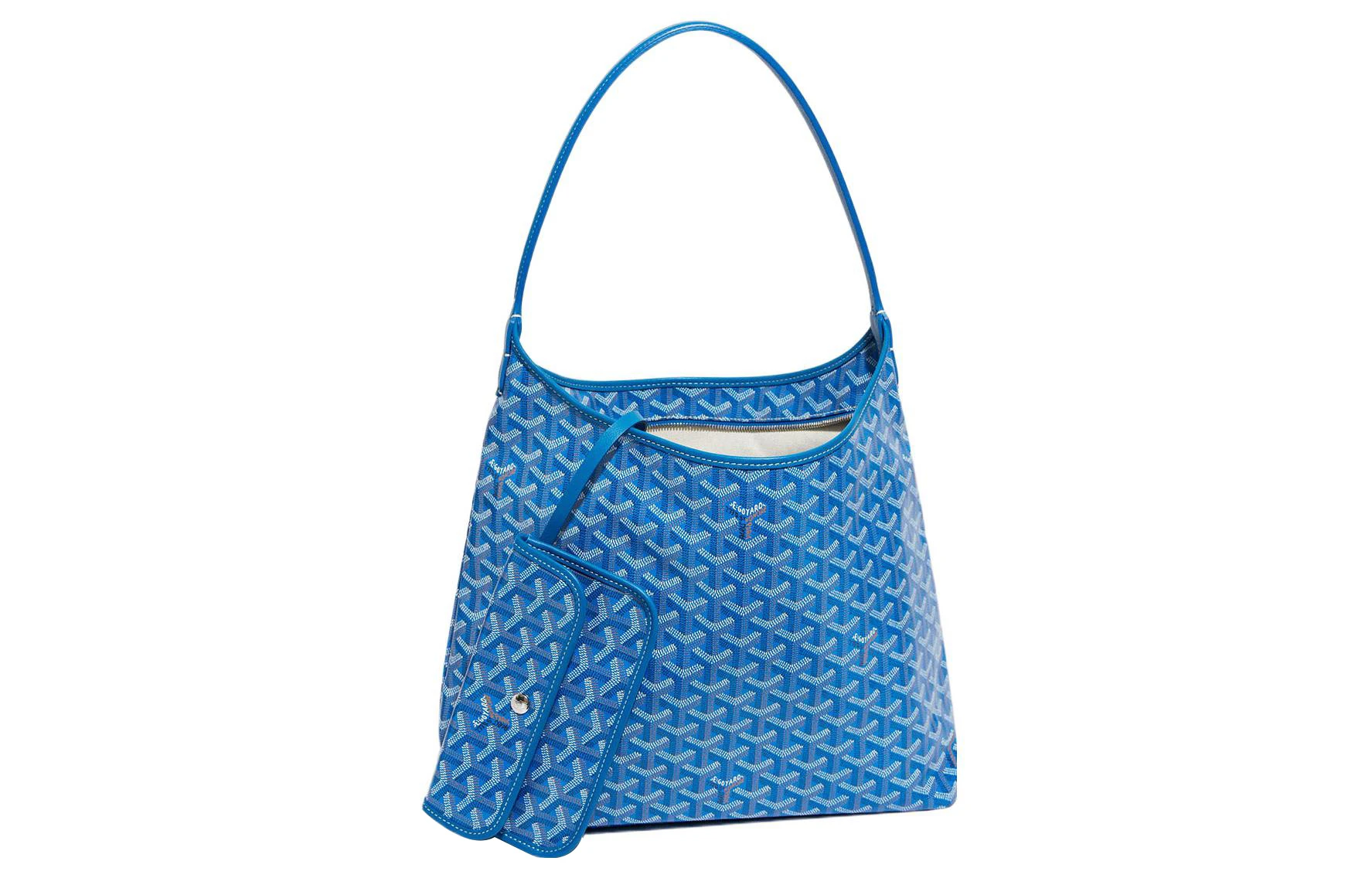 商品[国内直发] Goyard|狗牙 Bohème Hobo Y字老花满印抗压皮革手柄 帆布拼牛皮 腋下包子母包 单肩包 常规 女款 天蓝色,价格¥21747,第3张图片详细描述