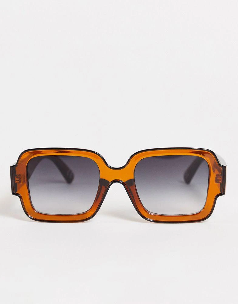 商品ASOS|ASOS DESIGN 70s square sunglasses in brown with tramline,价格¥82,第2张图片详细描述