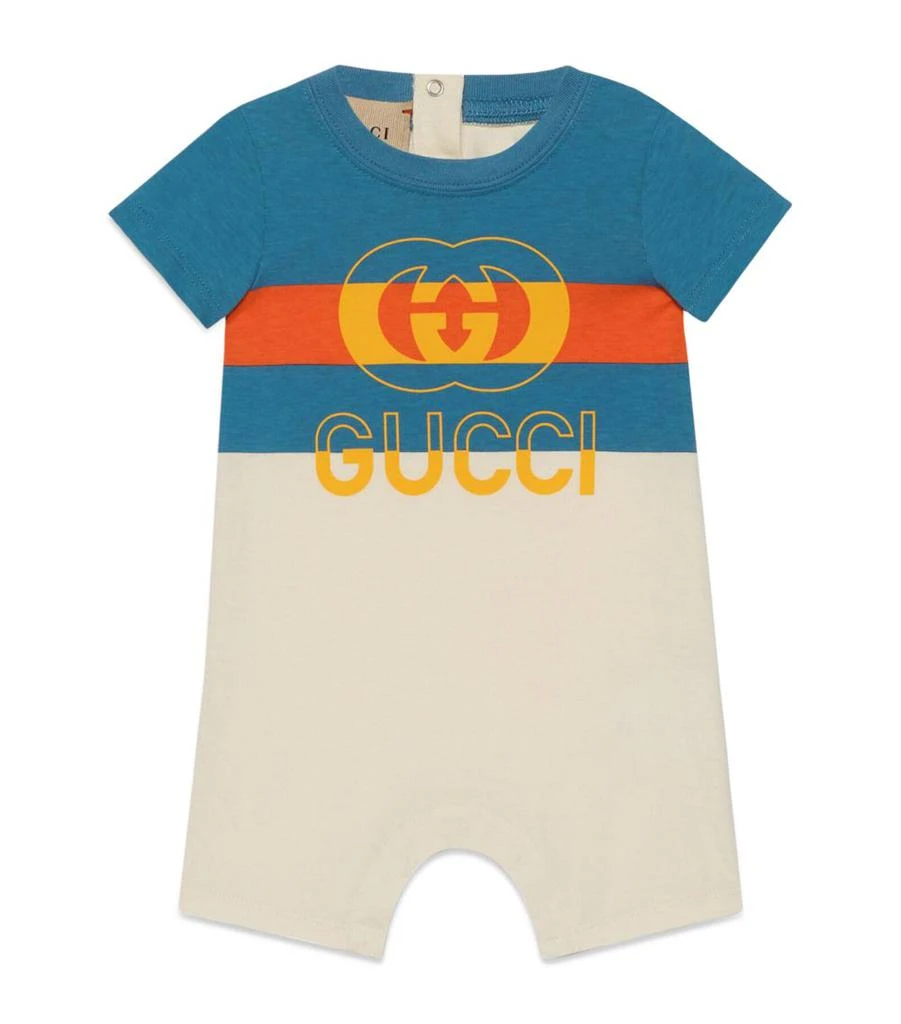 商品Gucci|Web Stripe Logo Playsuit (0-24 Months),价格¥1935,第1张图片