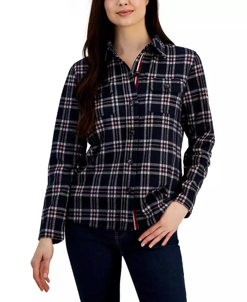 商品Tommy Hilfiger|Women's Collared Plaid Shirt Jacket,价格¥372,第1张图片