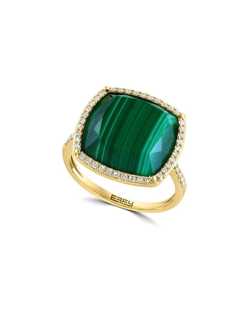 商品Effy Fine Jewelry|Effy Fine Jewelry 14K 12.20 ct. tw. Diamond & Malachite Ring,价格¥5163,第1张图片