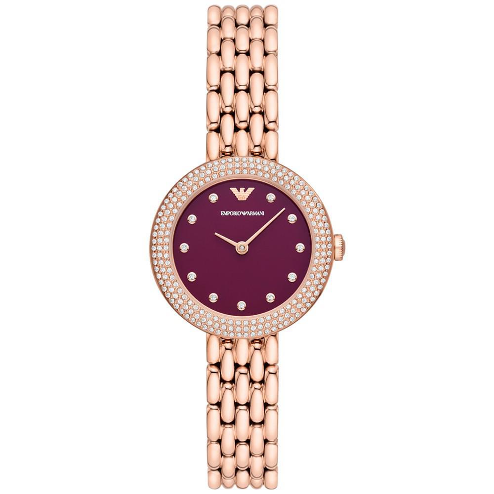 商品Emporio Armani|Women's Rose Gold-Tone Stainless Steel Bracelet Watch 30mm,价格¥2714,第1张图片