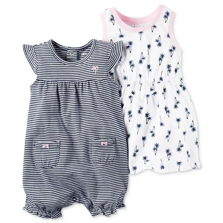 商品Carter's|2-Pc. Cotton Striped Romper & Palm-Print Dress Set, Baby Girls (0-24 months),价格¥73,第2张图片详细描述