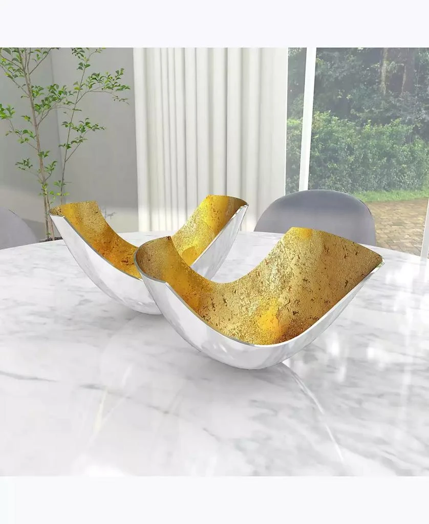 商品Rosemary Lane|Aluminum Contemporary 2 Piece Abstract Decorative Bowl Set,价格¥883,第4张图片详细描述