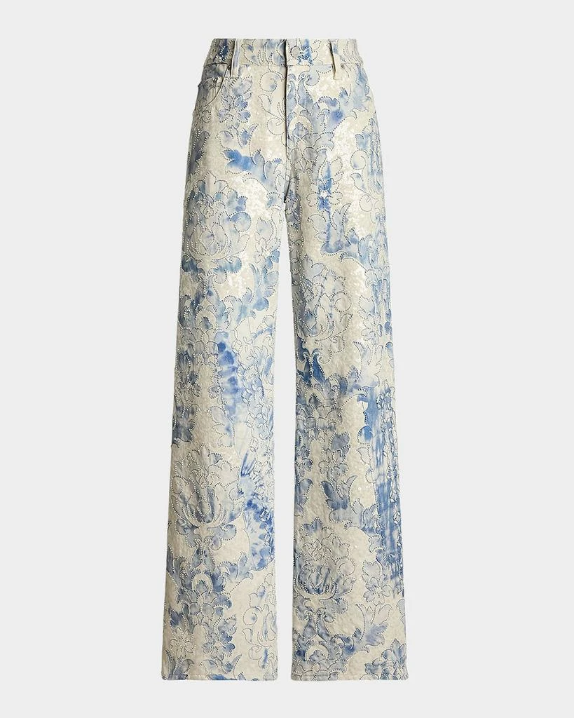 商品Ralph Lauren|Beaded Mercer Wide-Leg Denim Jeans,价格¥22892,第1张图片