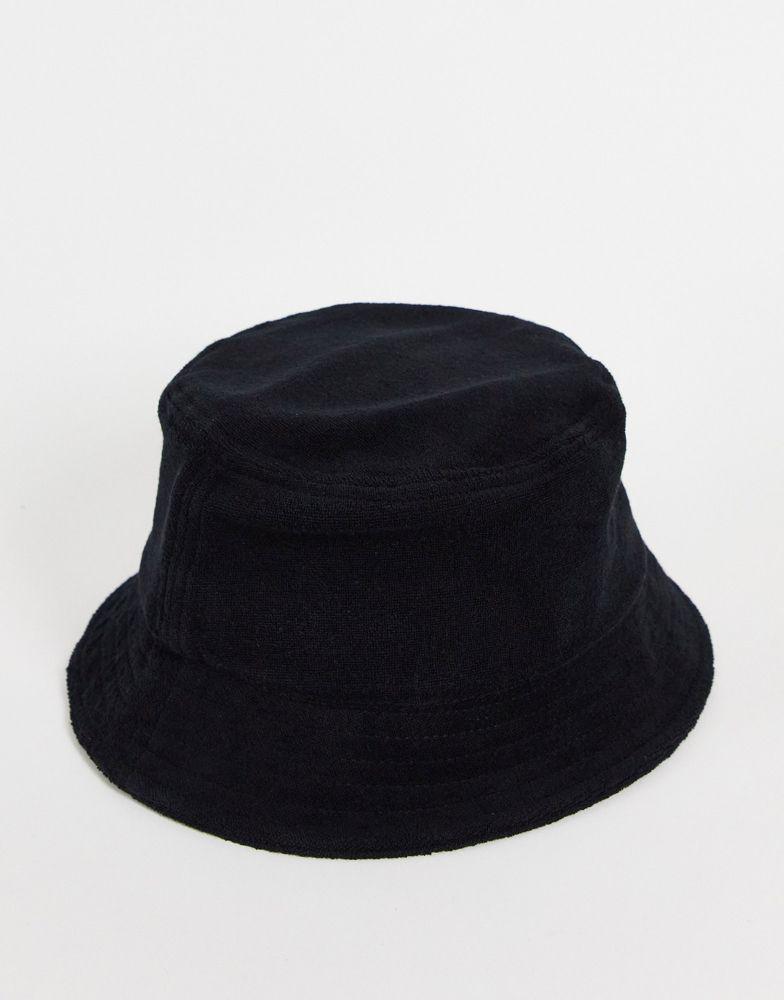New Balance logo terry bucket hat in black商品第4张图片规格展示