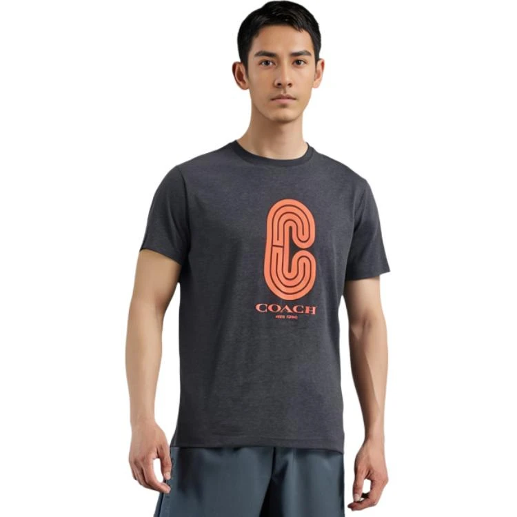 商品[国内直发] Coach|蔻驰  经典Logo标志圆领短袖T恤 男款 灰色,价格¥1863,第5张图片详细描述