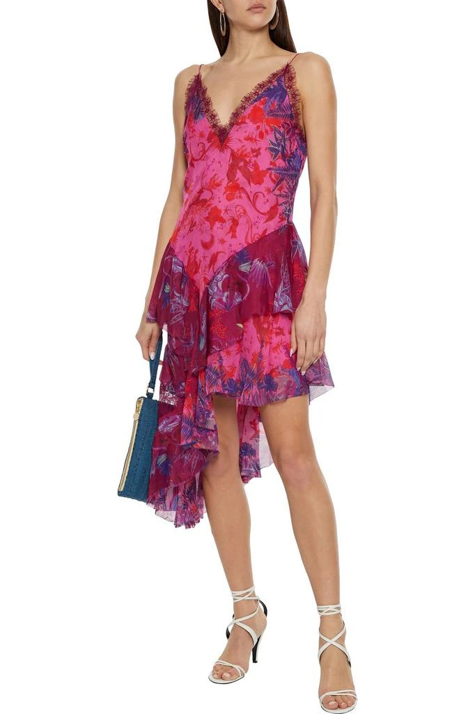 商品Camilla|Asymmetric ruffled chiffon-paneled printed silk crepe de chine mini slip dress,价格¥1444,第2张图片详细描述