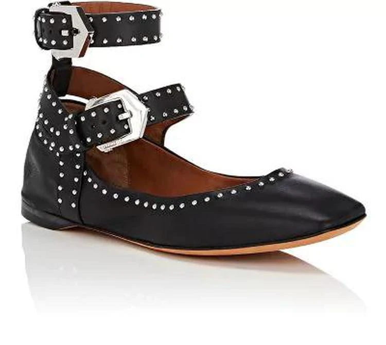 商品Givenchy|Elegant Line Studded Suede Flats,价格¥2521,第2张图片详细描述