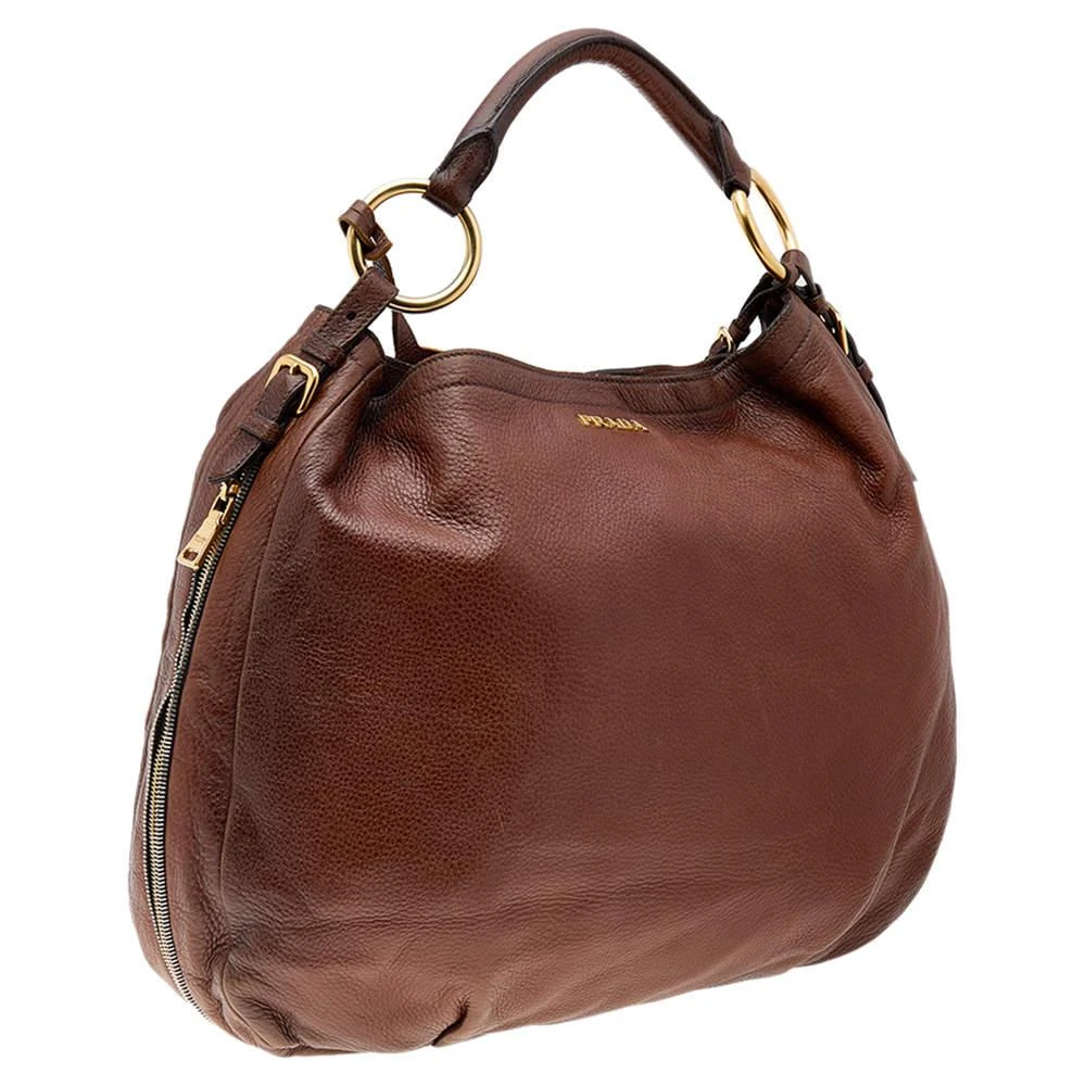 商品[二手商品] Prada|Prada Brown Cervo Leather Hobo,价格¥1404,第3张图片详细描述