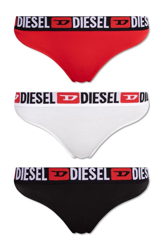 商品Diesel|Diesel Ufst-Stars-Threepack Logo Waistband Thongs,价格¥364,第1张图片