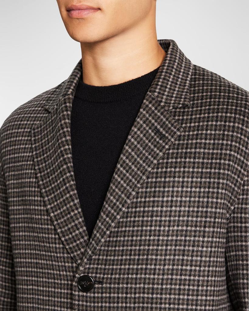 商品Theory|Men's Suffolk Luxe Check Overcoat,价格¥3989,第6张图片详细描述