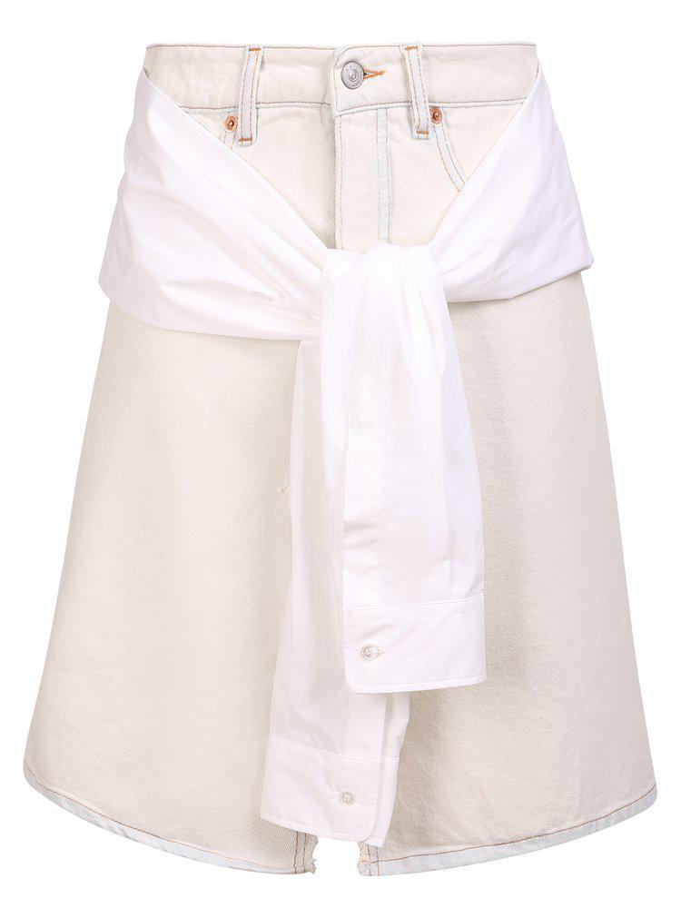商品MAISON MARGIELA|MM6 Maison Margiela Knot-Detailed Denim Skirt,价格¥1679,第1张图片