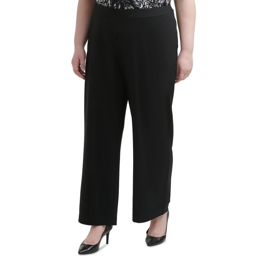 Calvin Klein Womens Plus Pull On Jersey Straight Leg Pants商品第1张图片规格展示