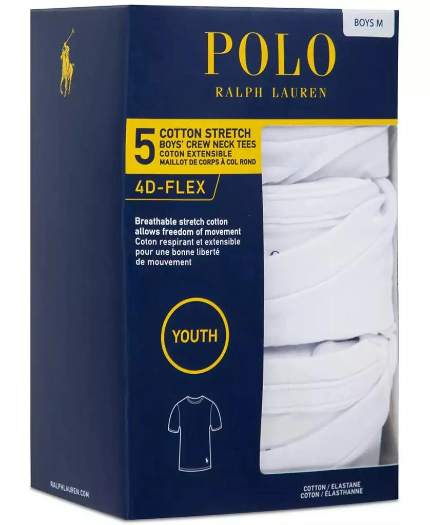 商品Ralph Lauren|Big Boys Crewneck Undershirts, 5 Pack,价格¥296,第4张图片详细描述