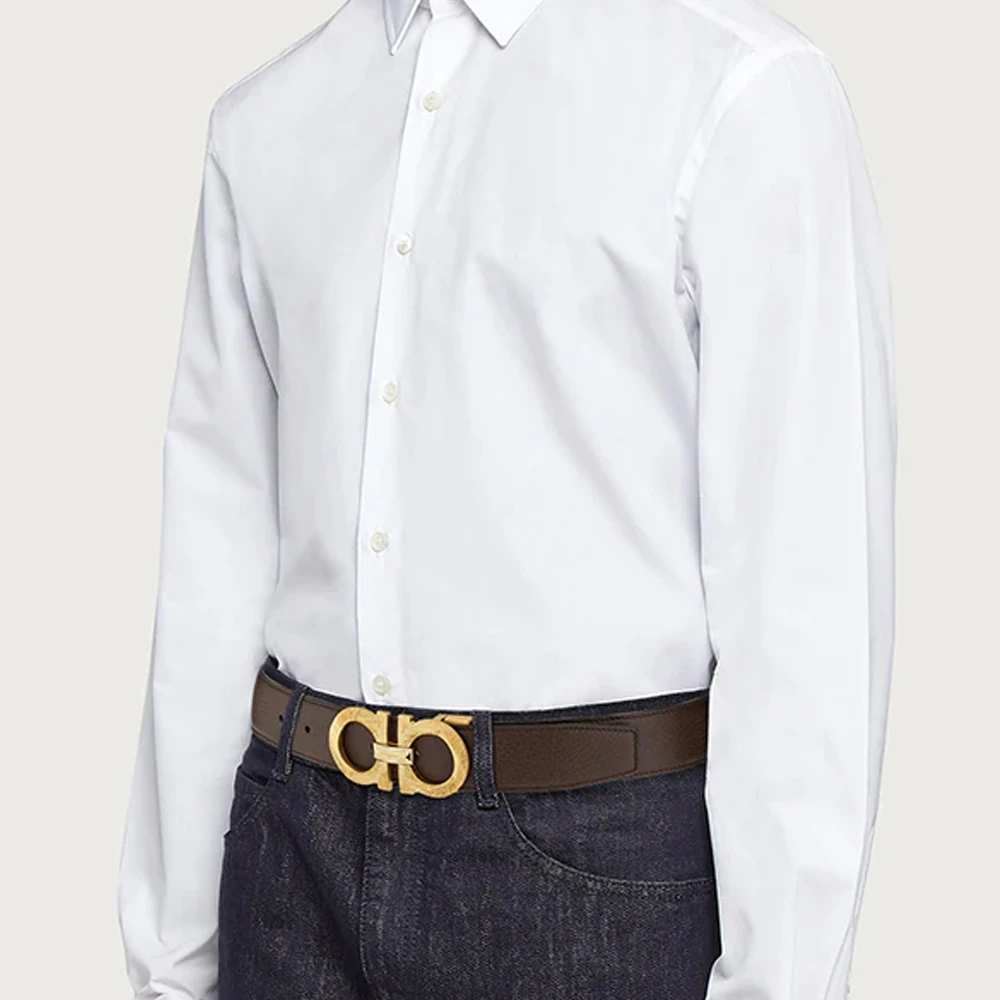 SALVATORE FERRAGAMO 男士棕黑双面腰带 67-0087-750193【包装随机，部分无包装盒】 商品