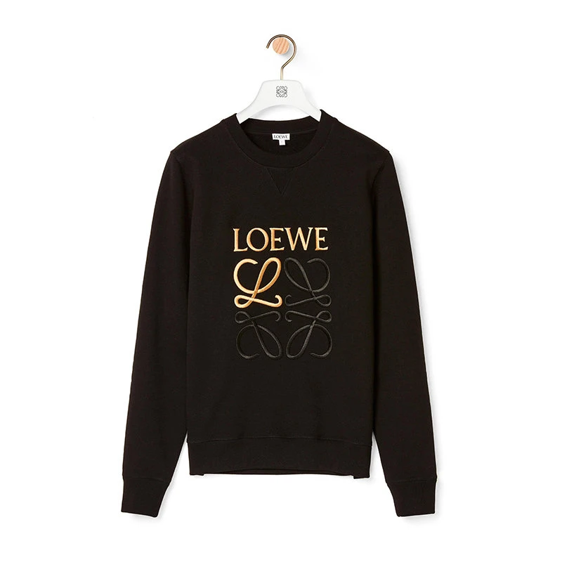 商品Loewe|【预售3-7天】LOEWE/罗意威 22年早春新款 男士黑色棉质Logo Anagram刺绣长袖运动衫卫衣H526341XA1-1100,价格¥4946,第4张图片详细描述