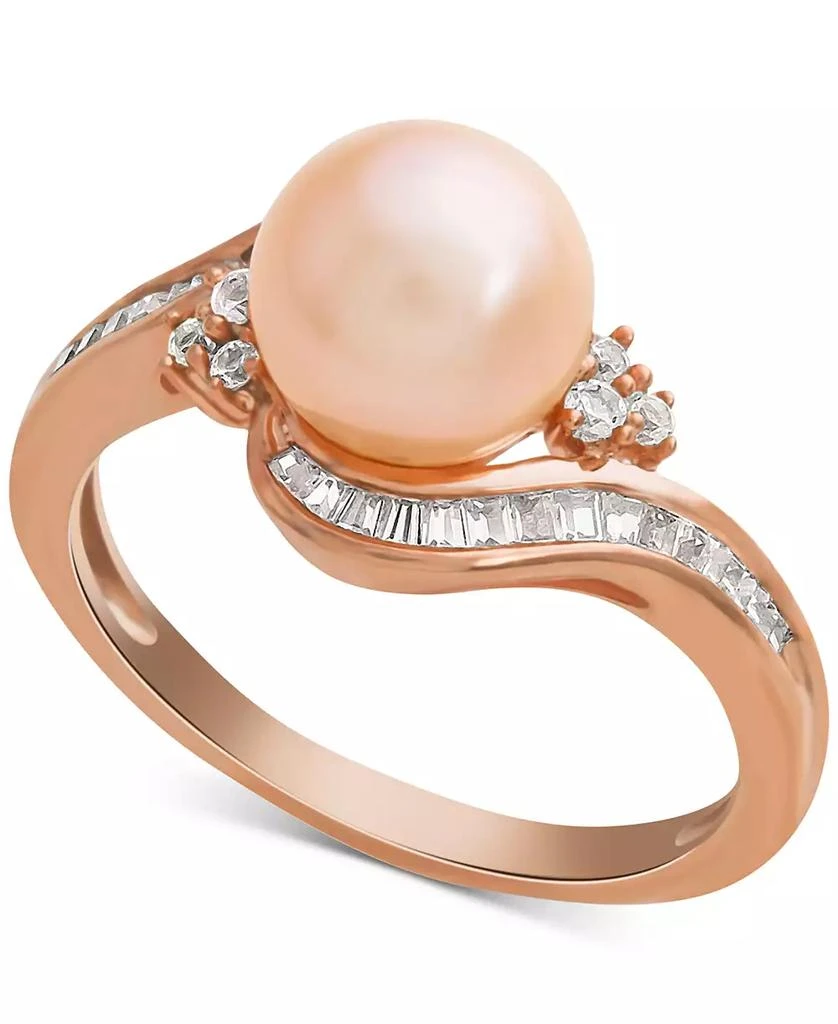 商品Macy's|Pink Cultured Freshwater Pearl (8mm) & Diamond (1/4 ct. t.w.) Swirl Ring in 14k Rose Gold,价格¥5383,第1张图片