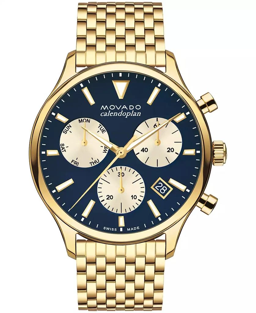 商品Movado|Men's Heritage Yellow Ionic Gold-Tone Plated Steel Bracelet Watch 43mm,价格¥9599,第1张图片
