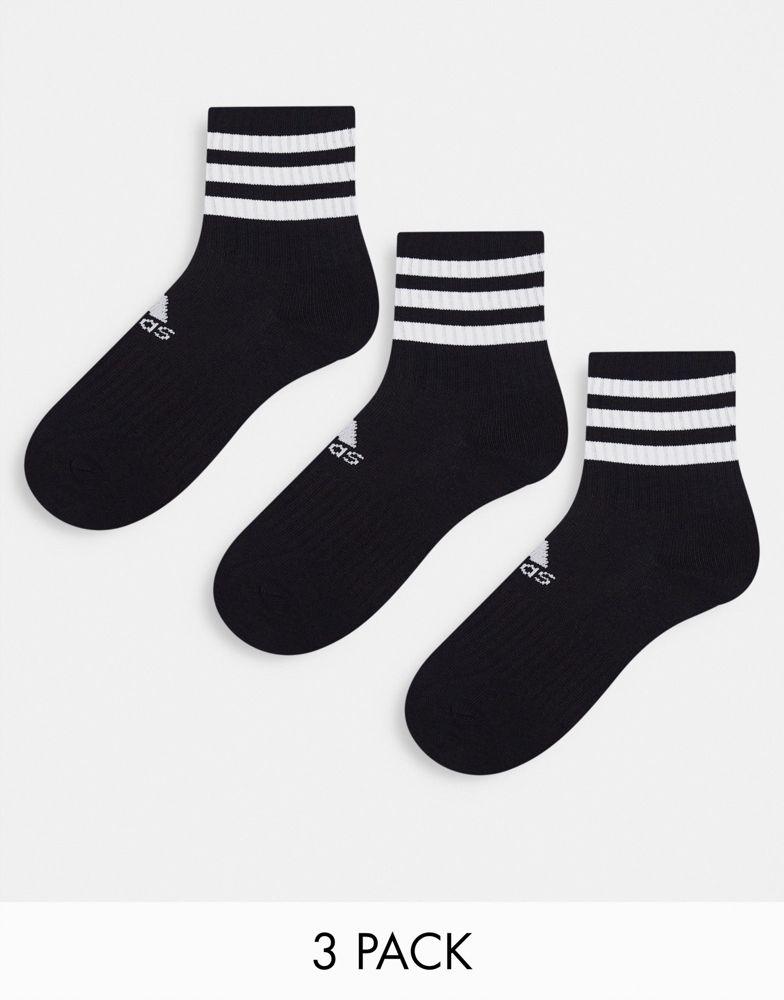 adidas Training 3 pack 3-stripe ankle socks in white商品第1张图片规格展示