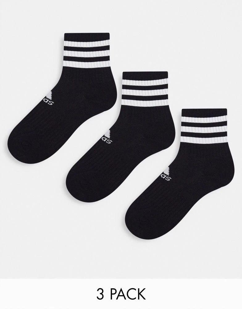 商品Adidas|adidas Training 3 pack 3-stripe ankle socks in white,价格¥110,第1张图片