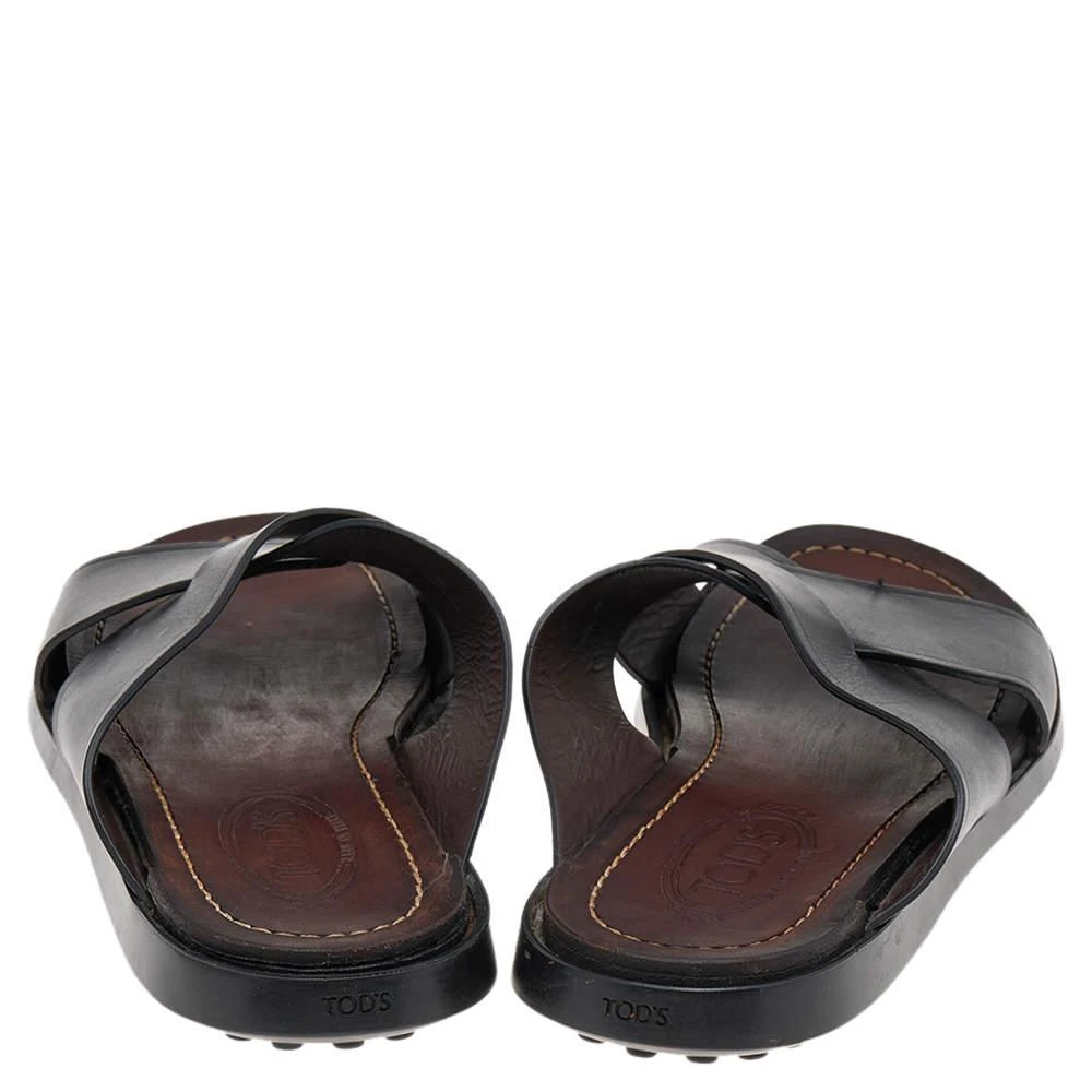 商品[二手商品] Tod's|Tod's Black Leather Criss Cross Flat Slides Size 43,价格¥1658,第5张图片详细描述