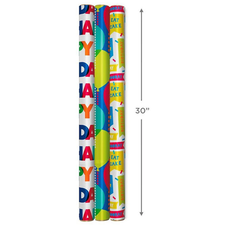 商品Hallmark|Reversible Birthday Wrapping Paper Bundle,价格¥112,第3张图片详细描述