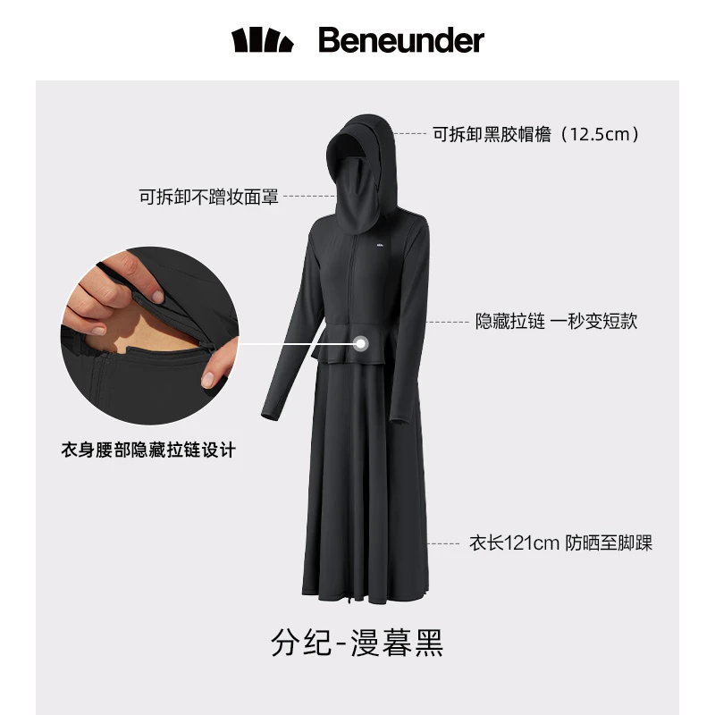 蕉下长款防晒衣女夏防紫外线户外凉感原纱冰丝透气专业全身防晒服 商品