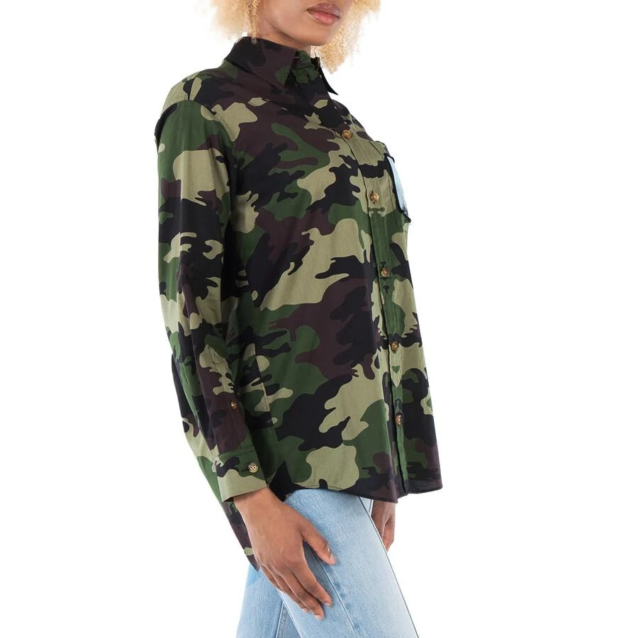 商品Burberry|Ladies Mangrove Green Csilla Camo Print Cotton Shirt,价格¥841,第3张图片详细描述