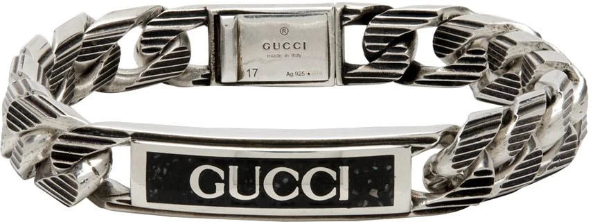 商品Gucci|Silver Logo Plaque Bracelet,价格¥7317,第1张图片